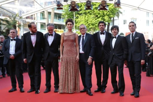 Bellocchio and the stars of his film "The Traitor" pose the Cannes festival