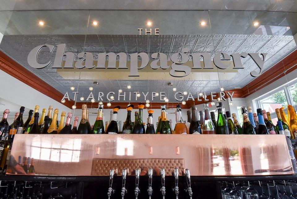 The bar at The Champagnery in Louisville.