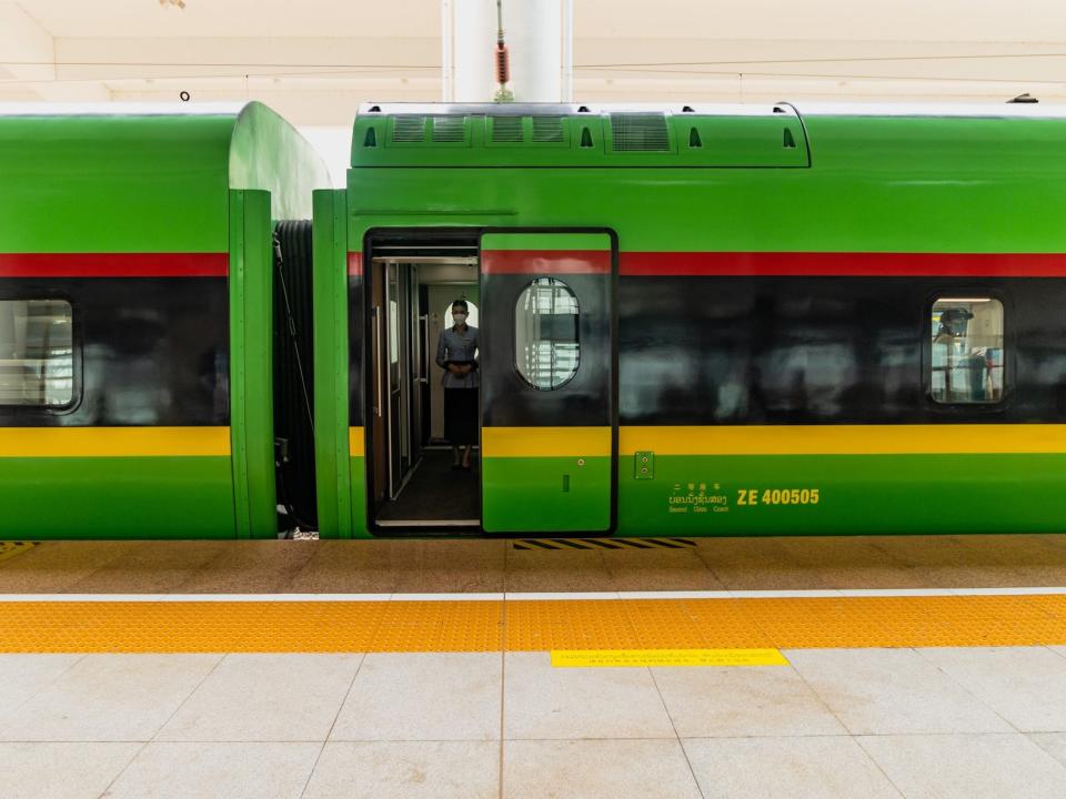 The entrance to the train's cabins.