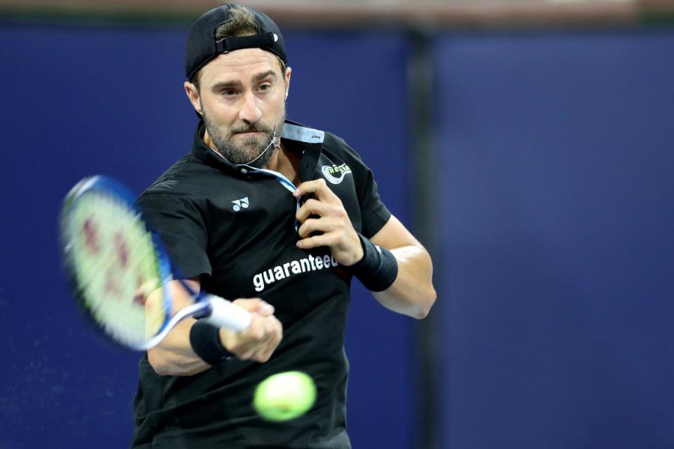Steve Johnson, shown here playing with the Orange County Breakers during a World Team Tennis event at the Indian Wells Tennis Garden on Nov. 17, 2021, played the last match of his career on Sunday.