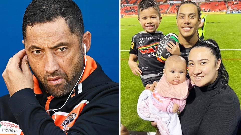 Benji Marshall, pictured here alongside Jarome Luai and his family.