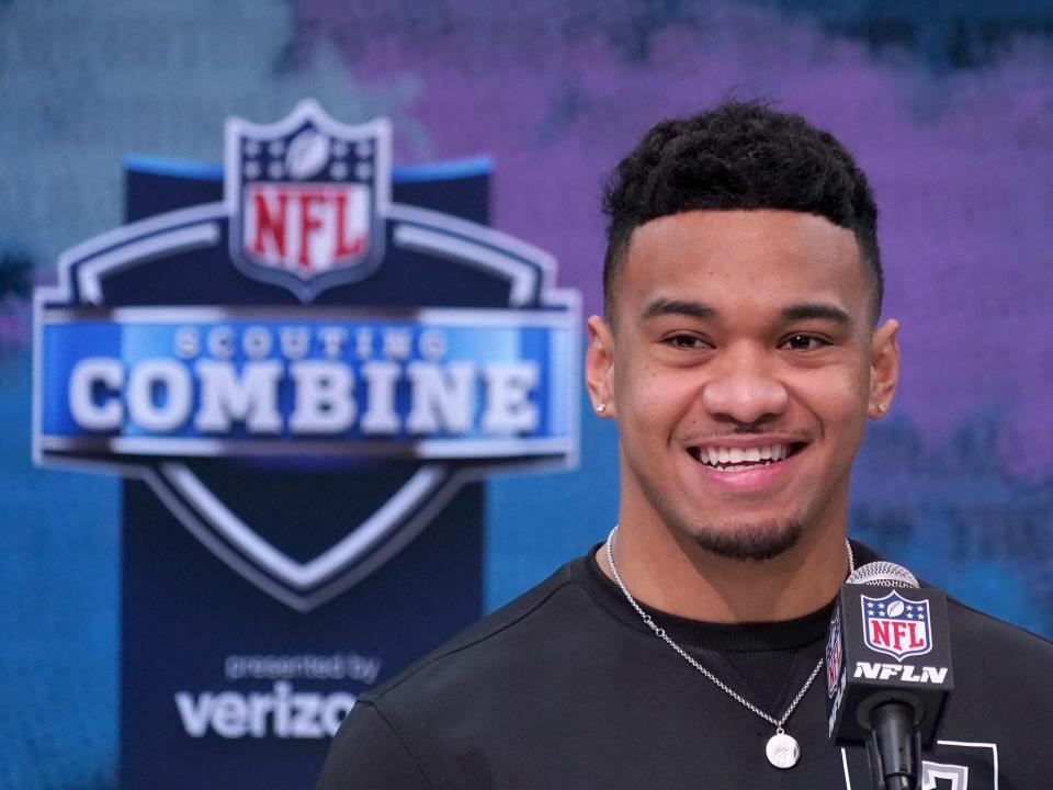 Tua Tagovailoa at the NFL Combine.