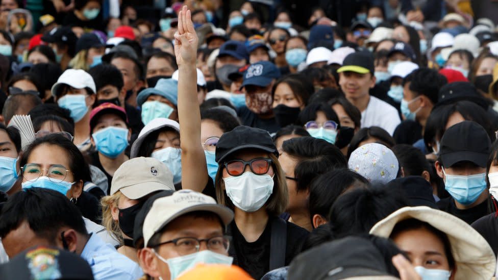 Manifestantes en Tailandia, 16 de agosto de 2020