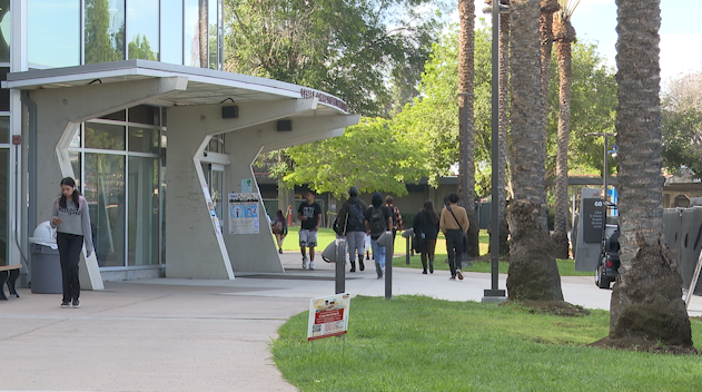 Southwestern Community College students outside the school’s library on Oct. 17, 2023, in Chula Vista, Calif. (Salvador Rivera/Border Report)