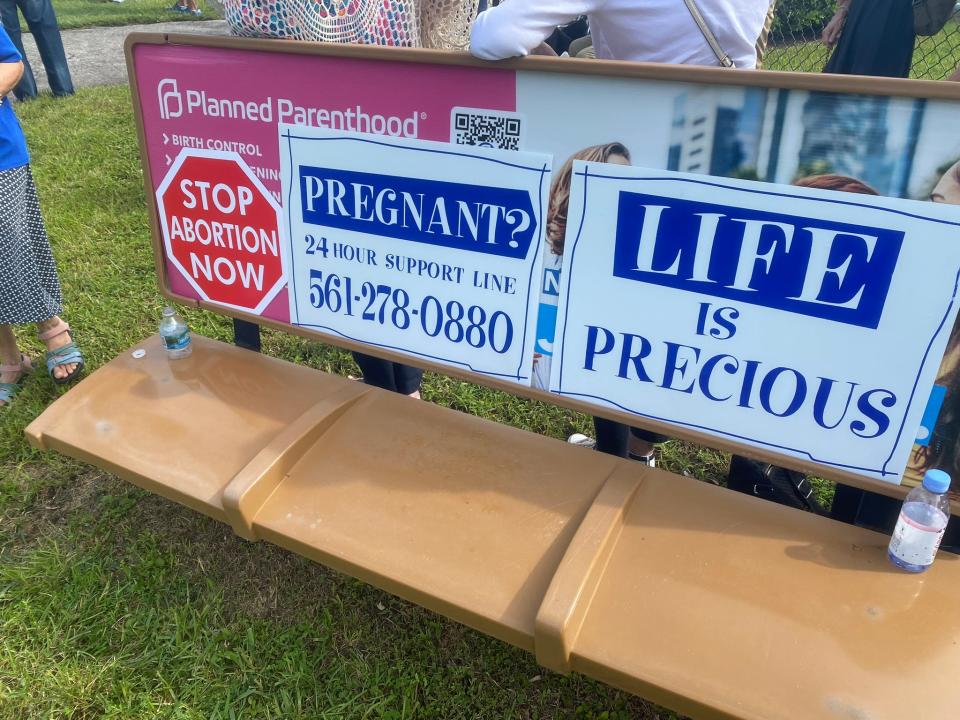 Anti-abortion activists placed signage outside of West Palm Beach’s Planned Parenthood on Florida Mango Road on Sept. 23.