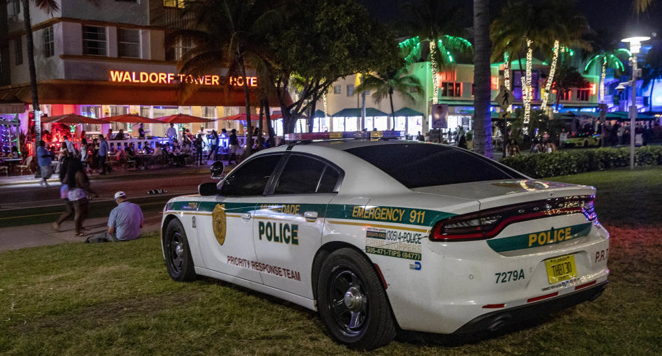 A police car parked in Miami.