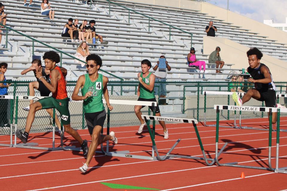 The 64th Fort Myers High Edison Relays were held Friday, March 8, 2024 at Edison Stadium. The meet marked the debut of the newly installed track around Sirianni Field,