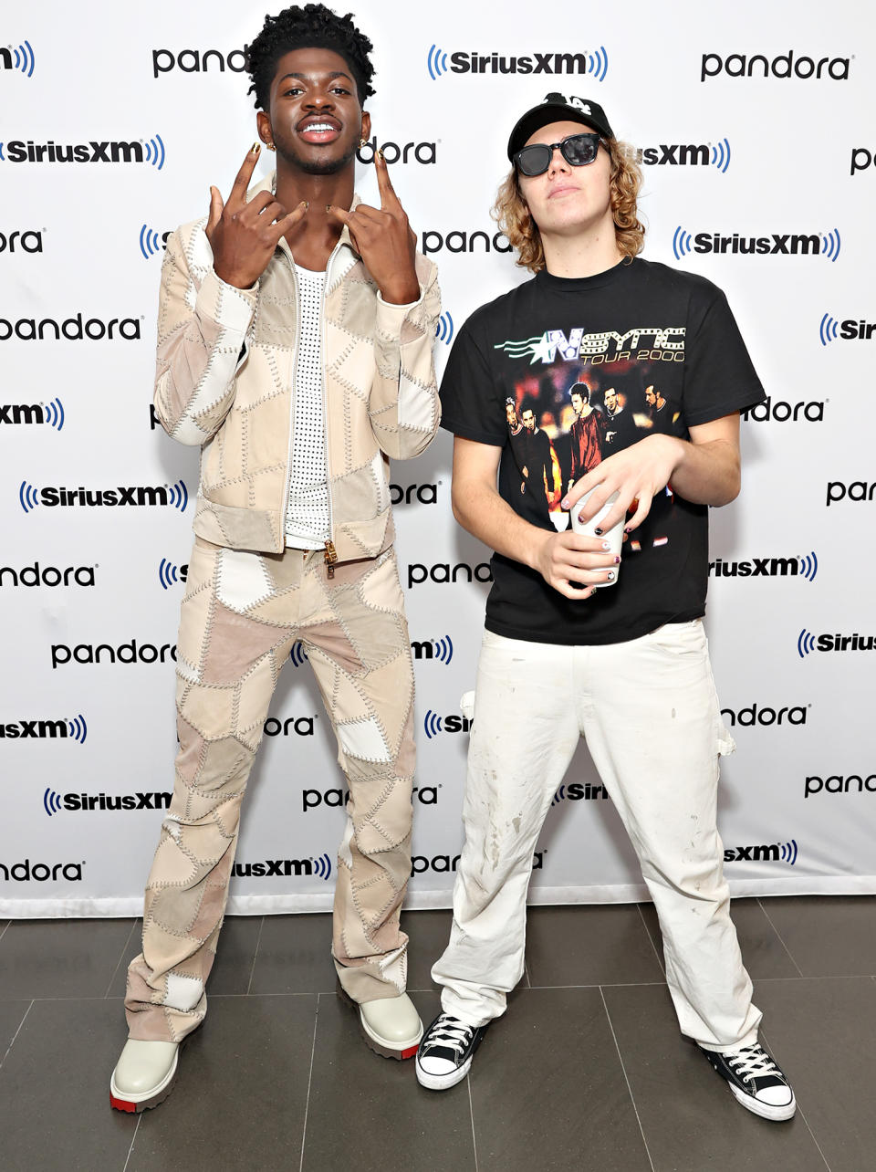 <p>Lil Nas X and The Kid LAROI visit the SiriusXM Studios on Sept. 14 in N.Y.C.</p>