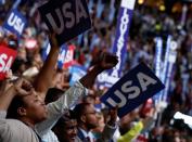 FILE PHOTO: Delegates chant and cheer during the fourth and final night at the Democratic National Convention in Philadelphia