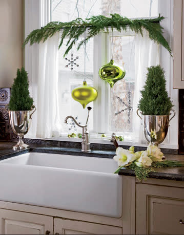 Hang ornaments in your kitchen window!