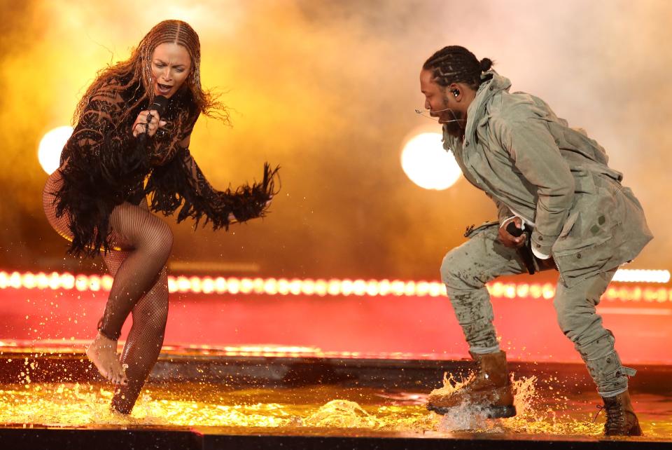 Beyonce, left, and Kendrick Lamar perform 'Freedom' at the BET Awards at the Microsoft Theater on June 26, 2016, in Los Angeles.