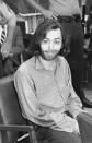 <p>Charles Manson mugs for the camera in the courtroom during his trial in Independence, Calif., on June 25, 1970. (Photo: AP) </p>