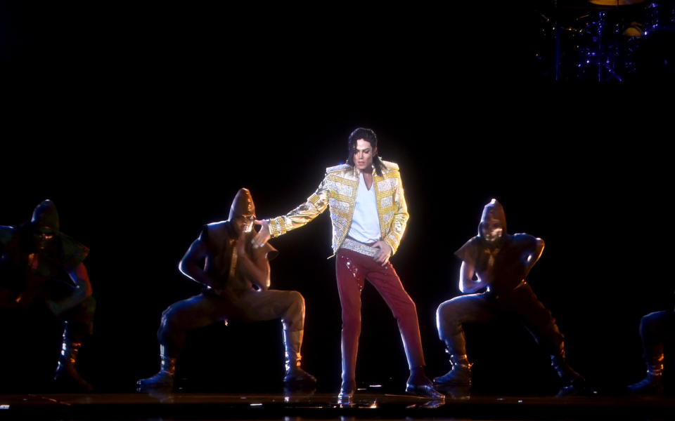 La imagen en holograma de Michael Jackson cuando fue presentado en 2014 durante los premios Billboard en Las Vegas, Nevada. (Getty Images)