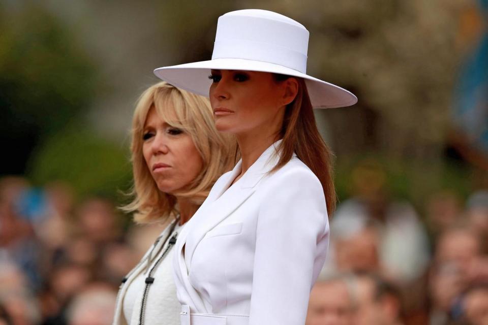 Melania wore an eye-catching wide-brim hat (Getty Images)