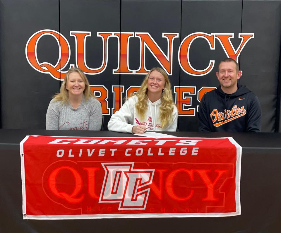 Quincy's Kallie Glei recently signed her letter of intent to play soccer at Olivet College