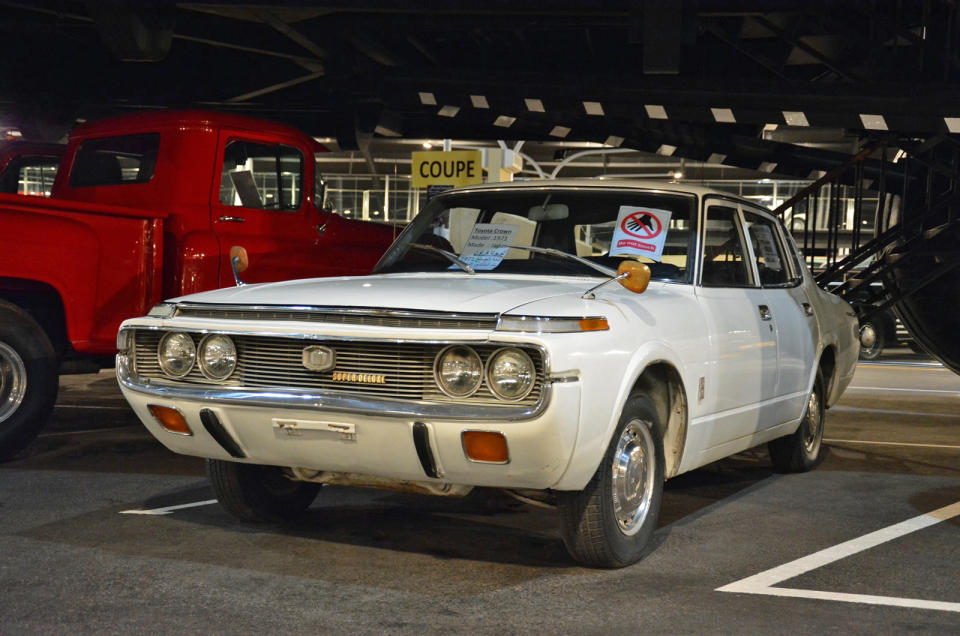 <p>Export documents taped to the rear window of this 1971 Toyota Crown Super Deluxe reveal it originated <strong>in Belgium</strong>. It’s peppered by small battle scars (including superficial rust in the wheel arches and a bent front bumper) which indicate it was used regularly for most of its life.</p>