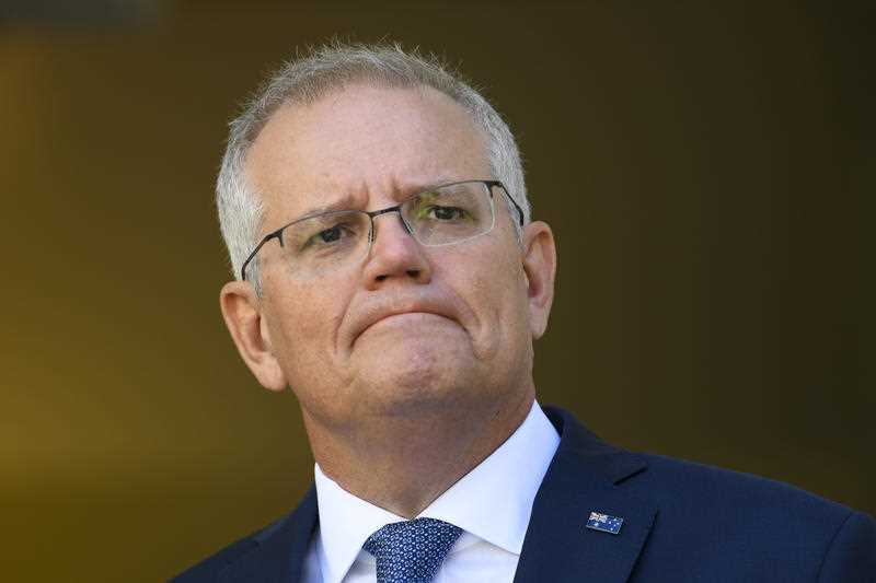 Australian Prime Minister Scott Morrison speaks about China during a press conference at Parliament House in Canberra.