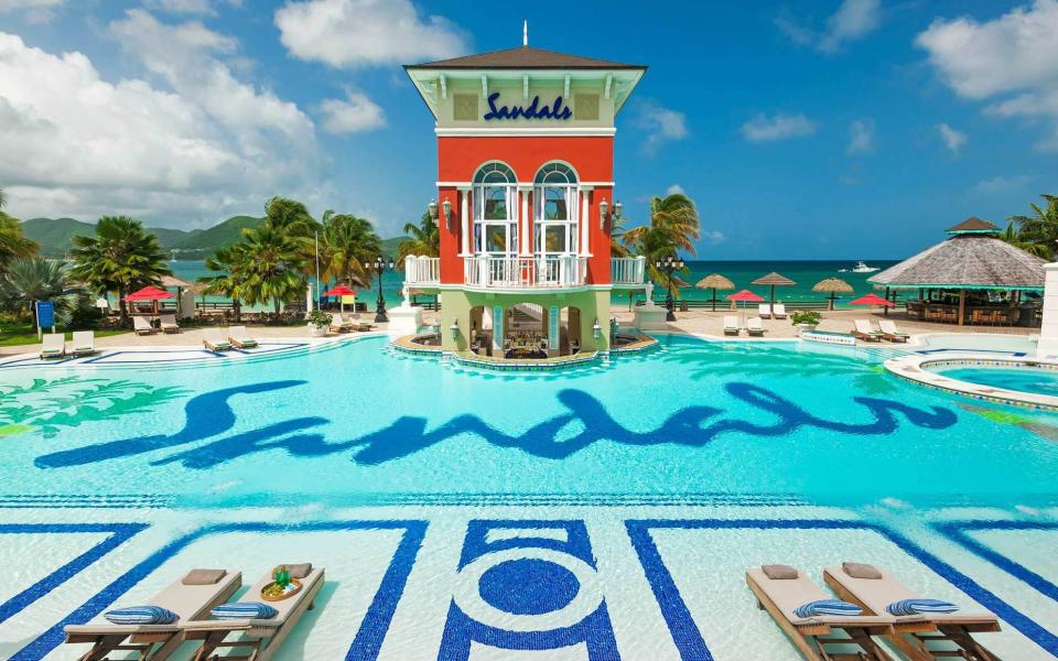 The swim-up bar: first seen at Sandals