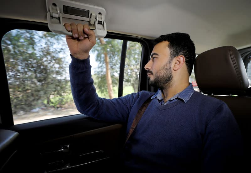 Palestinian journalist, Yaghi, rides to see his mother after 20 years of separation, in Banha