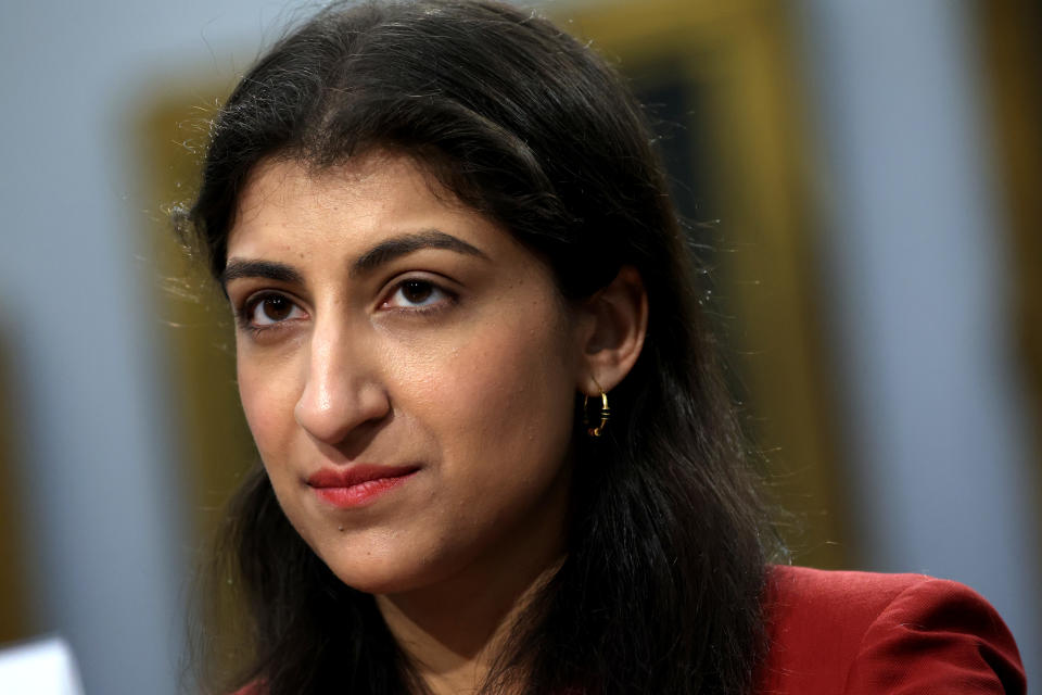 WASHINGTON, DC - MAY 15: Lina Khan, Chair of the Federal Trade Commission (FTC), arrives to testify before the House Appropriations Committee at the Rayburn House Office Building on May 15, 2024 in Washington, DC. Khan testified on the Federal Trade Commission's budget request for fiscal year 2025. (Photo by Kevin Dietsch/Getty Images)