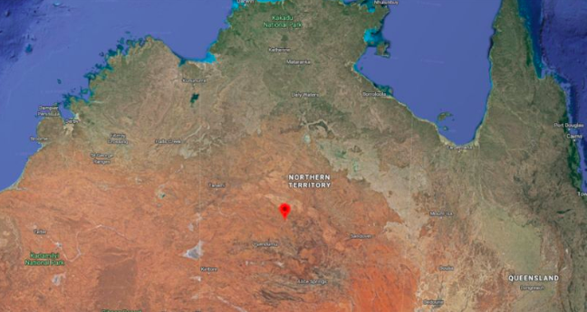 The family was found about 300km northwest of Alice Springs. Source: Google Maps