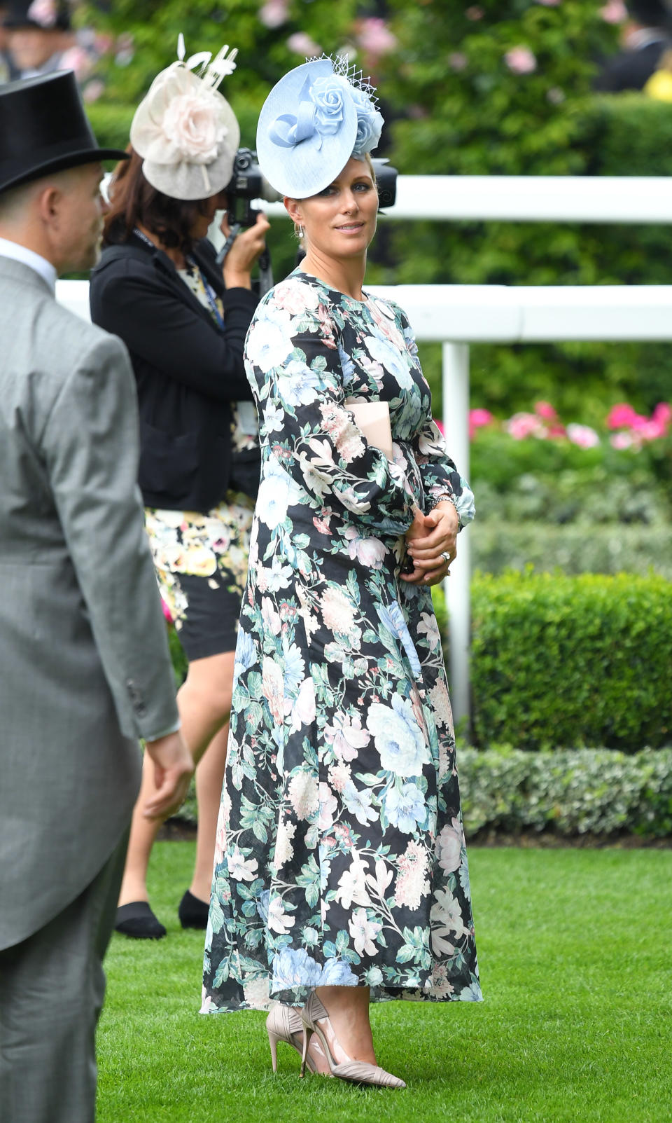 Zara chose an Australian label with a $1,200 blue floral dress by Zimmerman. Photo: Getty