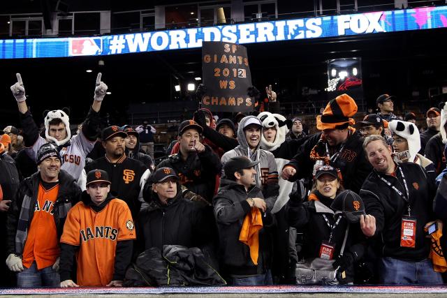 San Francisco Giants fans cheer on World Series champions