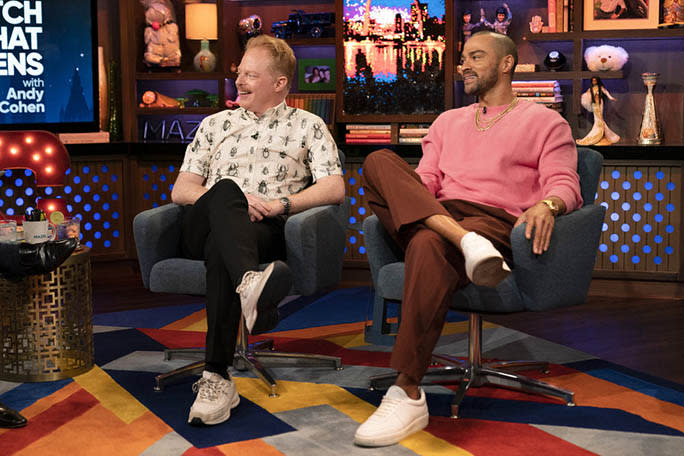 (L-R) Jesse Tyler Ferguson and Jesse Williams on “Watch What Happens Live With Andy Cohen” on May 9, 2022. - Credit: Ralph Bavaro/Bravo