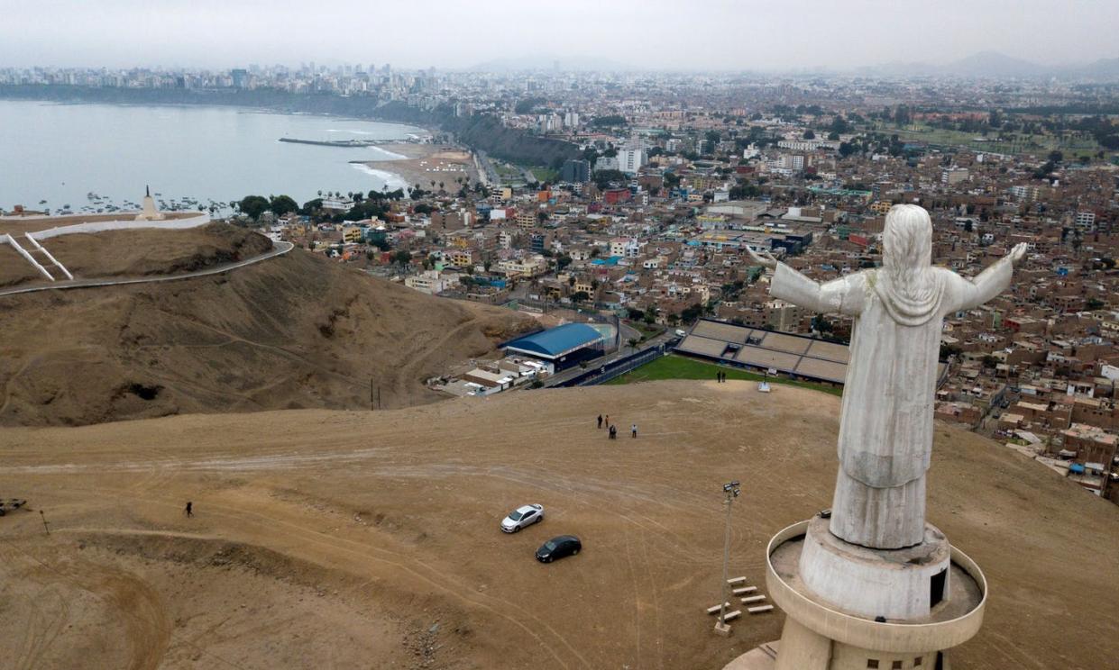 <span class="caption">The 'Christ of the Pacific' statue in Lima has caused controversy in Peru because of its financing by a graft-tainted Brazilian construction company. Both religion and corruption loomed large in Peru's 2020 legislative elections.</span> <span class="attribution"><a class="link " href="https://www.gettyimages.com/detail/news-photo/view-of-the-christ-of-the-pacific-statue-atop-a-hill-in-news-photo/1156191297?adppopup=true" rel="nofollow noopener" target="_blank" data-ylk="slk:CRIS BOURONCLE/AFP via Getty Images;elm:context_link;itc:0;sec:content-canvas"> CRIS BOURONCLE/AFP via Getty Images</a></span>