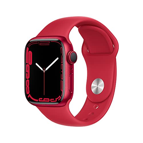 Apple Watch Series 7 [GPS 41mm] Smart Watch w/ (Product) RED Aluminum Case with (Product) RED S…