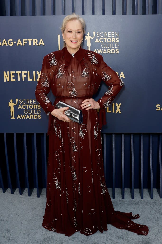 Meryl Streep attends the 30th Annual Screen Actors Guild Awards at Shrine Auditorium and Expo Hall on February 24, 2024 in Los Angeles, California.