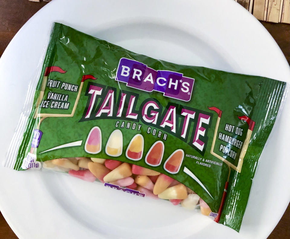 Brach’s new Tailgate Candy Corn comes with a classic gridiron theme to complement its crazy cookout flavors. (Heather Martin)