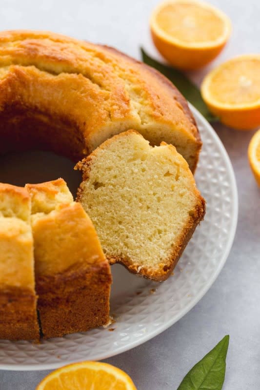 <p>The Sunny Kitchen</p><p>This orange juice cake is bursting with citrus flavor! It’s a one-bowl made from scratch bundt cake that goes so well with a cup of hot tea or coffee and it’s so easy to make.</p><p><strong>Get the recipe: <a href="https://littlesunnykitchen.com/orange-juice-cake/" rel="nofollow noopener" target="_blank" data-ylk="slk:Easy Orange Juice Cake;elm:context_link;itc:0;sec:content-canvas" class="link rapid-noclick-resp"><em>Easy Orange Juice Cake</em></a></strong></p>