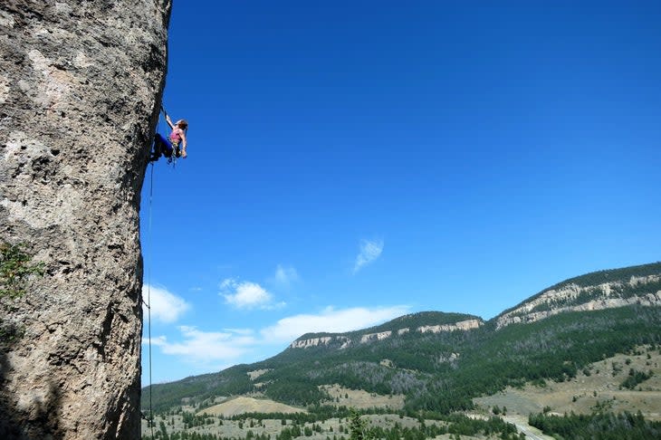 <span class="article__caption">Michelle loved sport climbing and enjoyed pursuing her goals with friends. Here, she is sport climbing in another one of her favorite areas, Ten Sleep Canyon in August 2015.</span> (Photo: Courtesy of Dan Gottas)