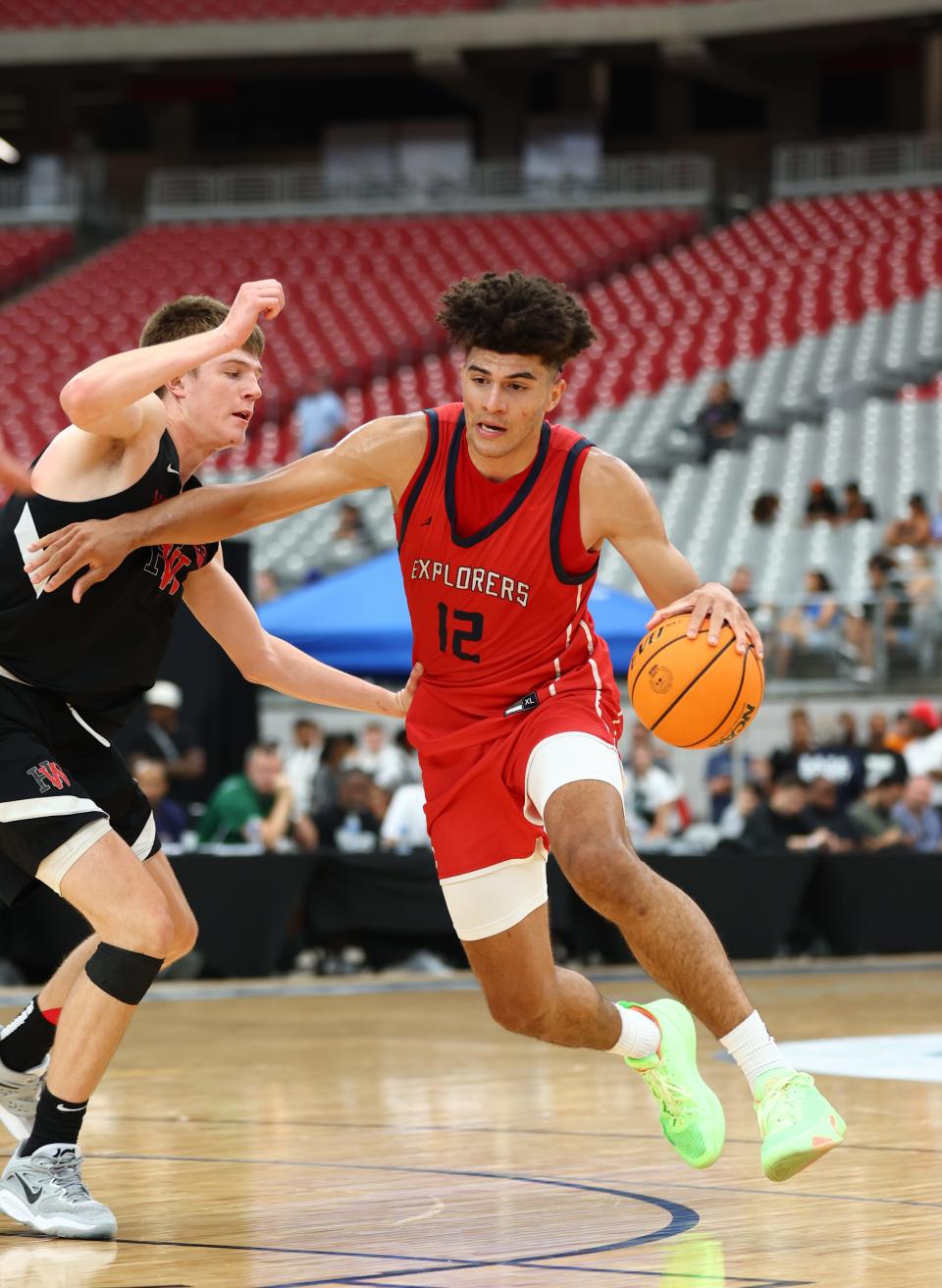 Columbus player Cameron Boozer (12) during the Section 7 high school boys tournament at State Farm Stadium in Glendale, Arizona, in June 2023.