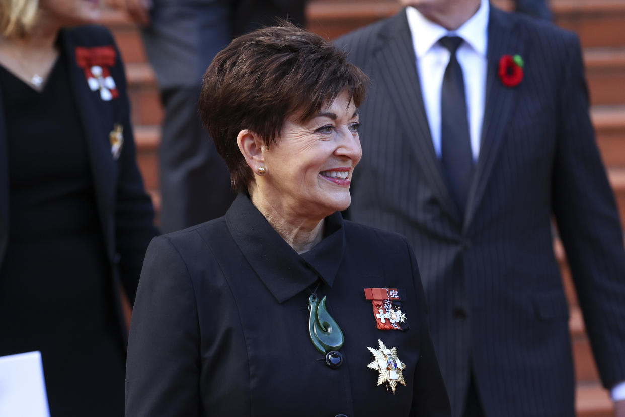 WELLINGTON, NEW ZEALAND - APRIL 21: Governor-General Dame Patsy Reddy looks on after the State Memorial Service for Prince Philip, Duke of Edinburgh, at the Wellington Cathedral of St Paul on April 21, 2021 in Wellington, New Zealand. Prince Philip, Duke of Edinburgh died at age 99 on Friday 9 April at Windsor Castle, with a funeral service held on Saturday 17 April at St George's Chapel in Windsor. (Photo by Hagen Hopkins/Getty Images)