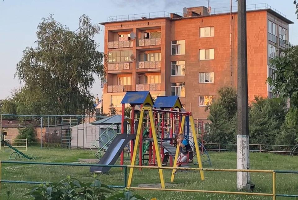 PHOTO: A playground next to a school in Kobeliaky, July 2, 2023. (Dasha Sviachena/ABC News)