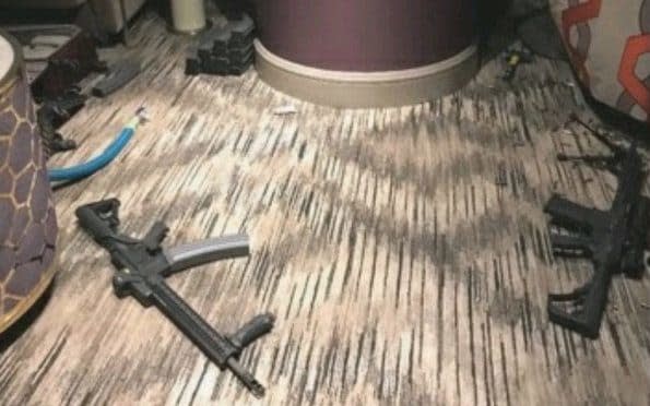 Inside the hotel room where the Las Vegas shooter Stephen Paddock stayed - @MikeTokes/Twitter