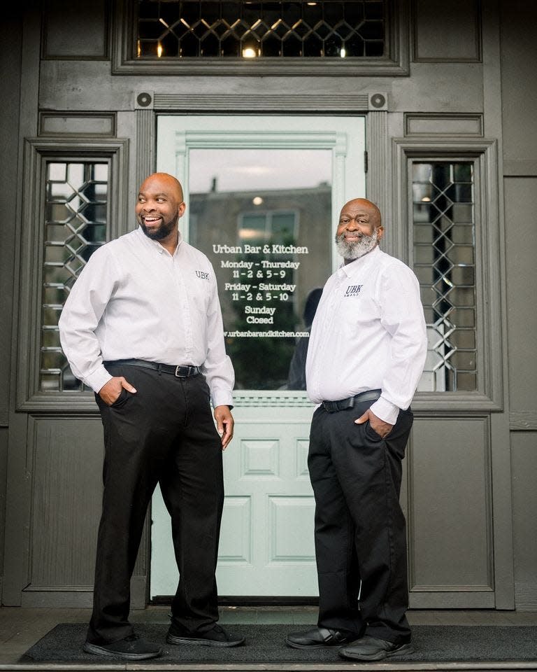Urban Bar and Kitchen co-owners Gary McGee and Grover Ryans, out front of the restaurant at 2321 University Blvd., downtown Tuscaloosa, Alabama.