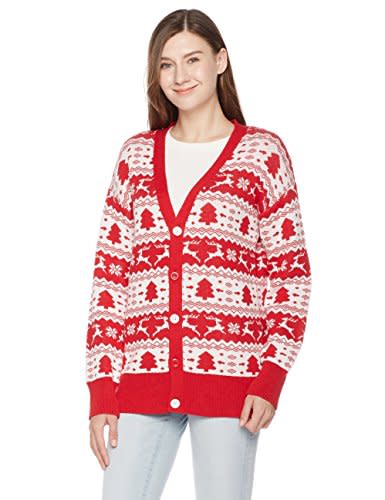 Button-Down Jacquard Ugly Christmas Sweater Cardigan