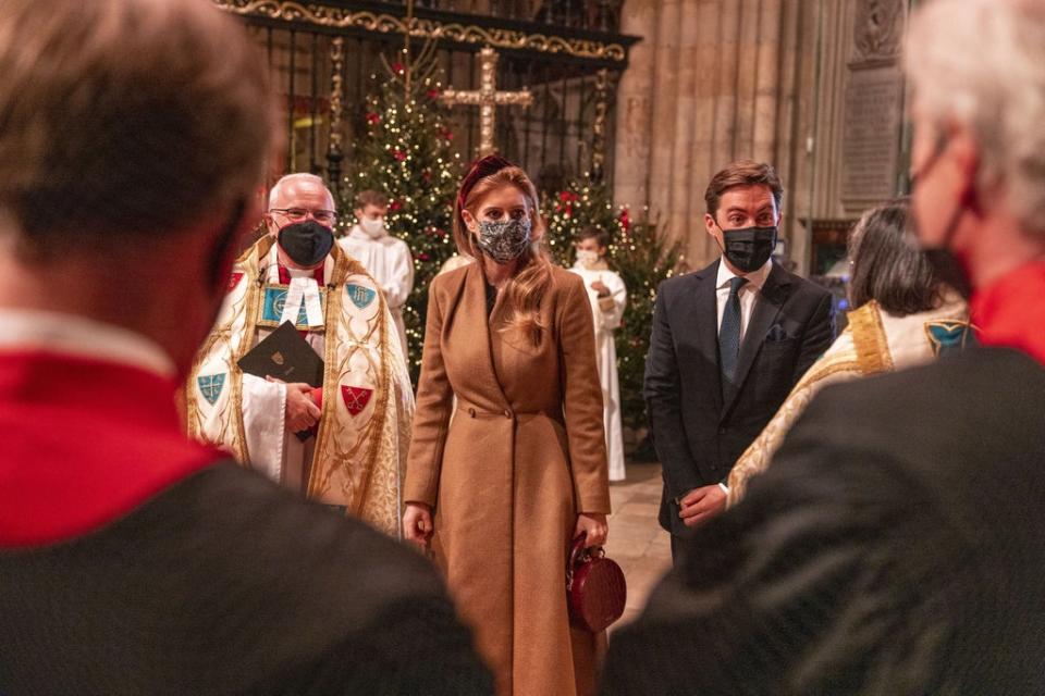 Princess Beatrice wearing a mask as she walks through the Abbey (Heathcliff O’Malley/PA) (PA Wire)