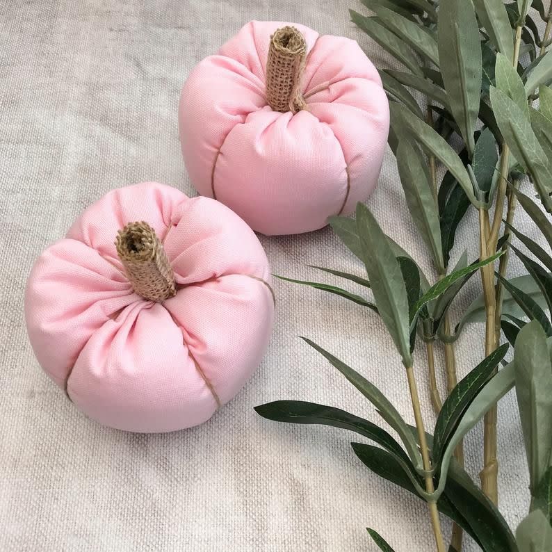 3) Pink Linen Pumpkins