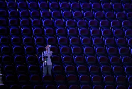 A person uses a mobile device ahead of the Republican National Convention in Cleveland, Ohio, U.S., July 17, 2016. REUTERS/Mario Anzuoni