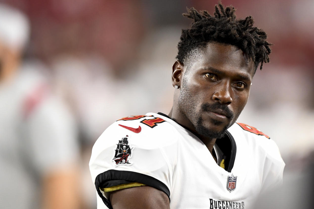 Antonio Brown played a starring role in a heated Bucs-Titans practice on Thursday. (Douglas P. DeFelice/Getty Images)