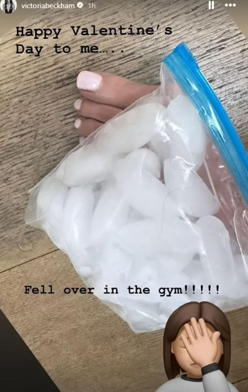 Victoria Beckham previously shared a picture of her foot resting with an ice pack on it (Instagram @victoriabeckham)