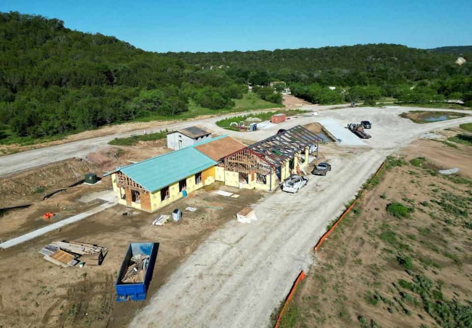 Crews work to complete the headquarters of Palo Pinto Mountains State Park on Tuesday, May 14, 2024. Much of the infrastructure, such utilities and trails, are in place for as work continues to finish construction of the Metroplex’s newest state park.