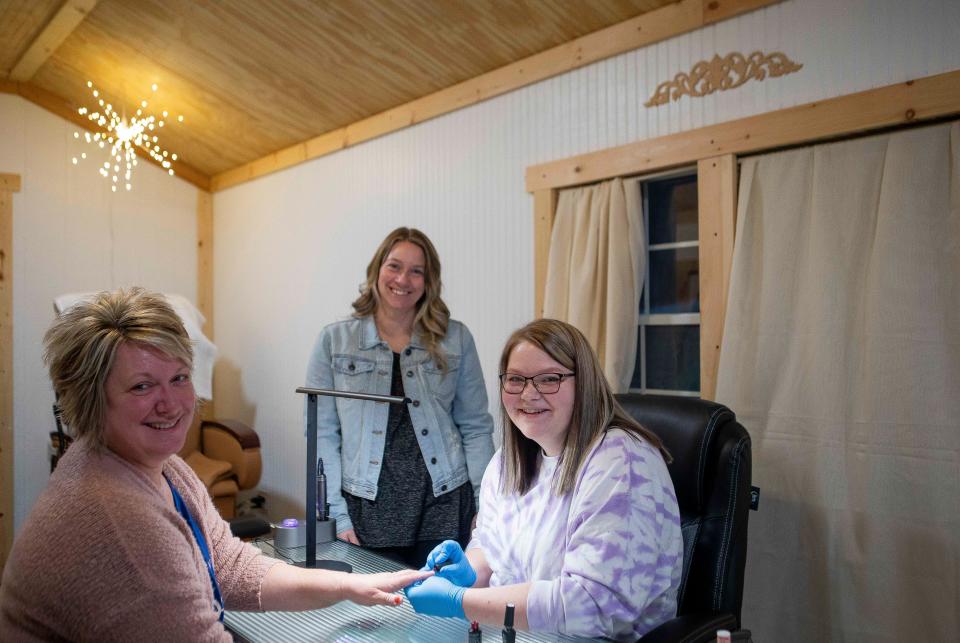 Tammy Fee (left), Cassidy Turner (middle) and Sally Hettinger inside of The Nail Shed on Jan. 20, 2023 in Chillicothe, Ohio. The Nail Shed provides their clientele with a custom nail experience. 