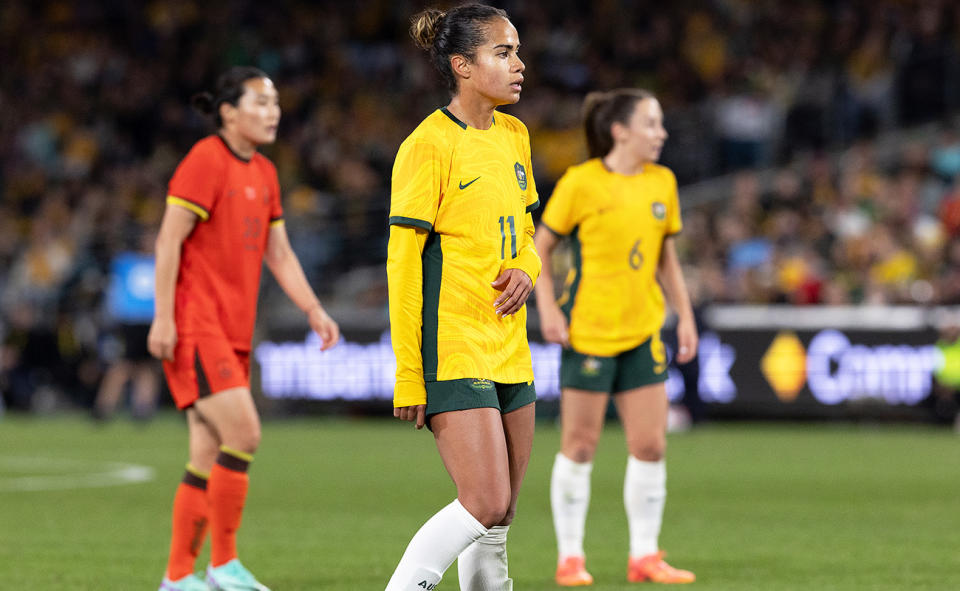 Mary Fowler in action for the Matildas.