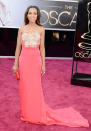 <b>Kerry Washington</b><br> <b>Grade: B+</b><br> The "Django Unchained" star sparkled in a coral Miu Miu design, which she accessorized with a Prada clutch, Chopard earrings, and a Fred Leighton ring. Minimal makeup and simple loose tresses completed her lovely ensemble.