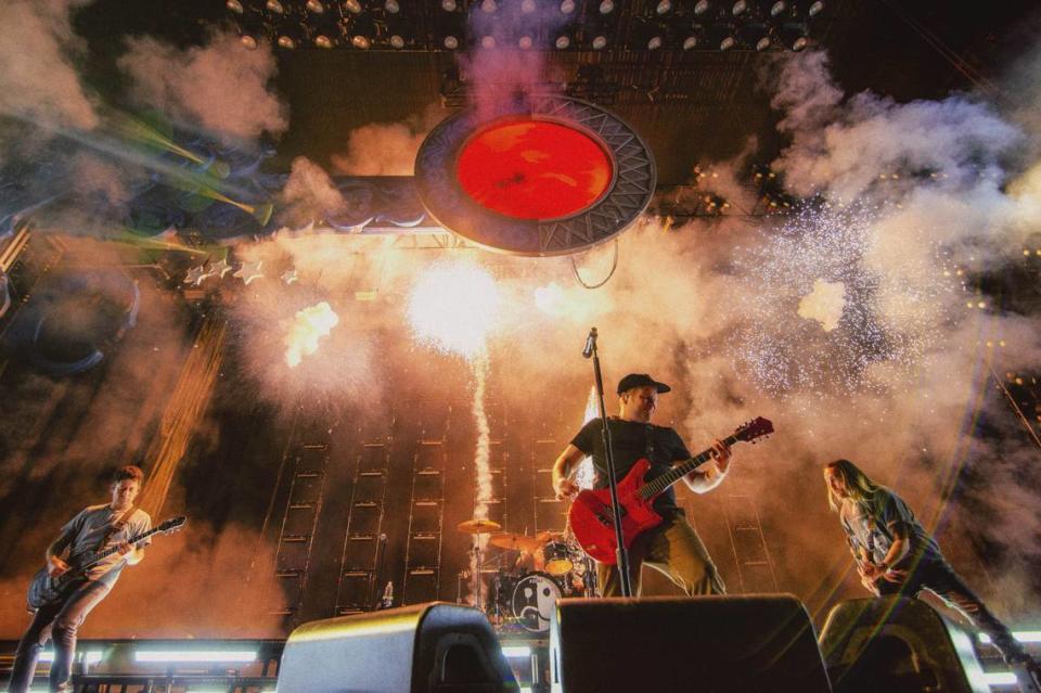 Fall Out Boy performs at PNC Music Pavilion on Friday night. Benjamin Robson